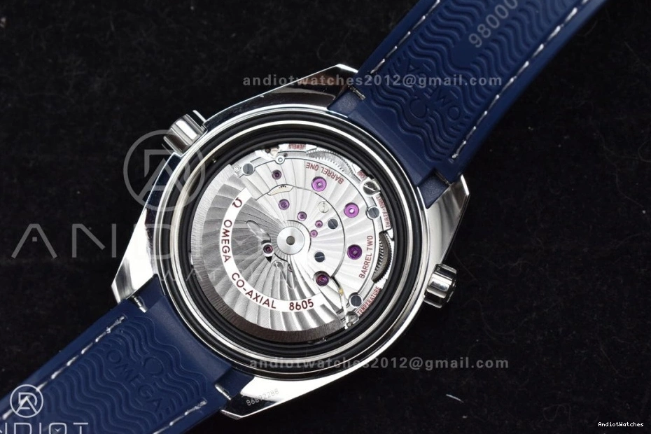 1009 A8605 Edition Clone Blue Best Ceramic VSF Dial 1:1 Blue GMT Strap Ocean 600M Planet Bezel on Rubber Super Trendsetting Co-Axial 43.5mm 0403